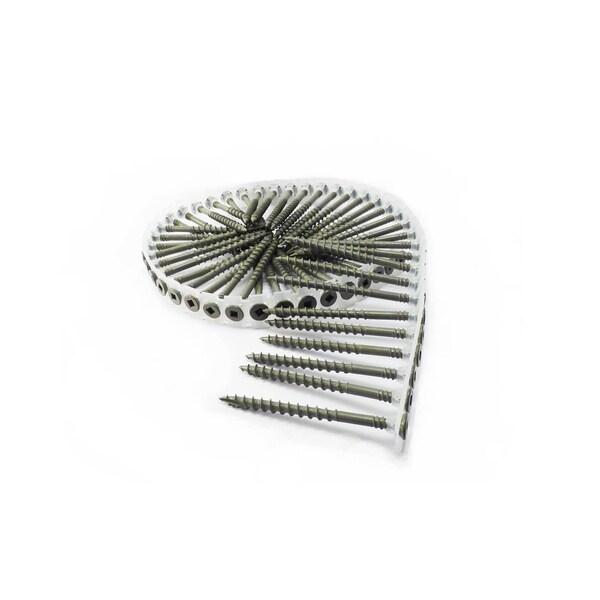 No. 8 x 2-1/2in. Grey Collated Exterior Wood Screws, No. 2 Square Drive, 1000PK